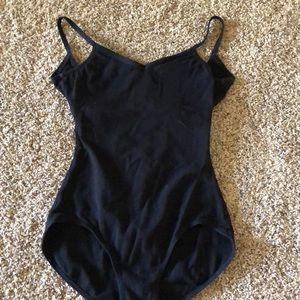 Black ballet leotard.